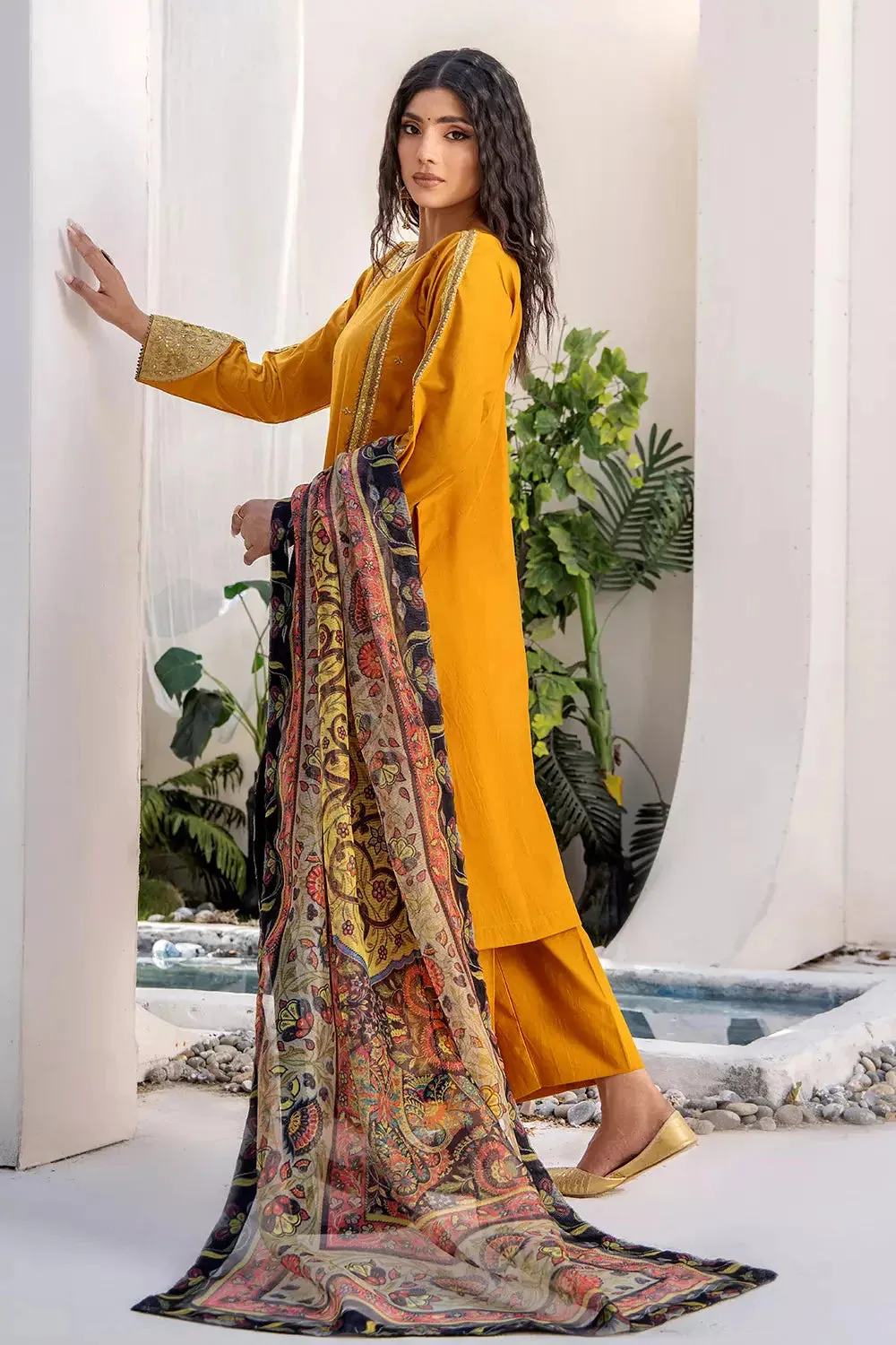 2PC Stitched Embroidered Lawn Shirt and Dupatta KSDE-2498