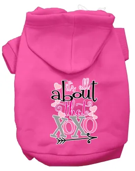 All About That Xoxo Screen Print Dog Hoodie Bright Pink Xl