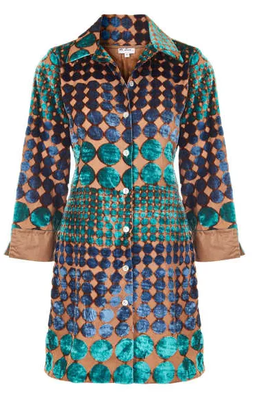 Amanda Velvet Devore Shirt Turquoise Boho Spot