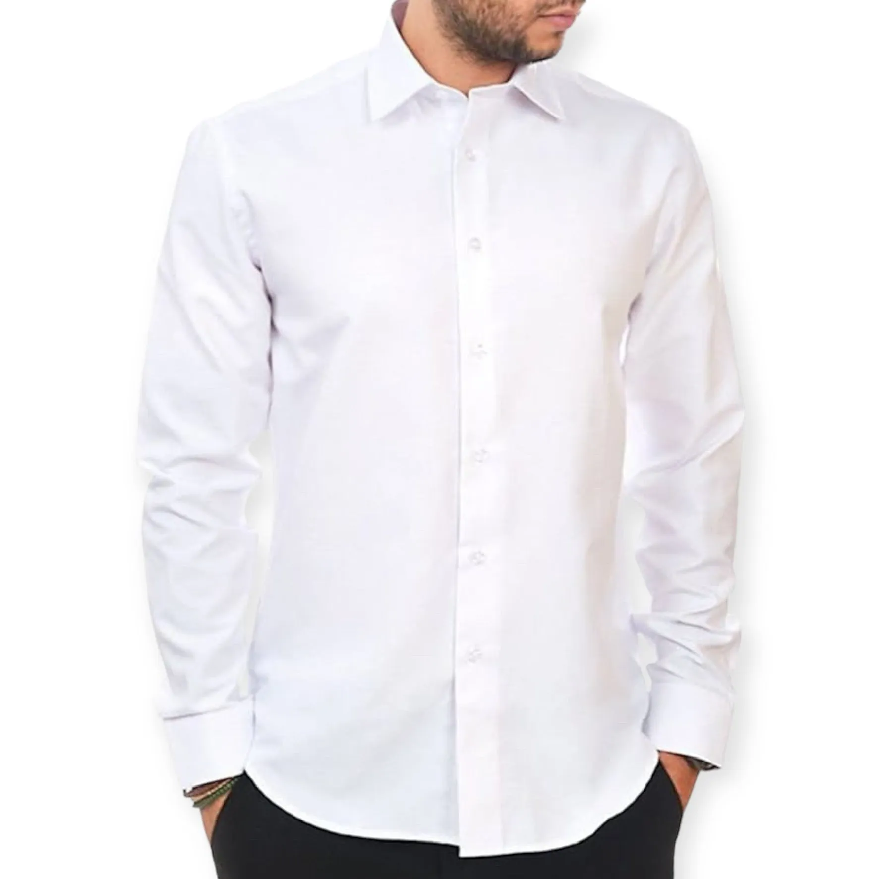 AMANTI: Slim Dress Shirt White