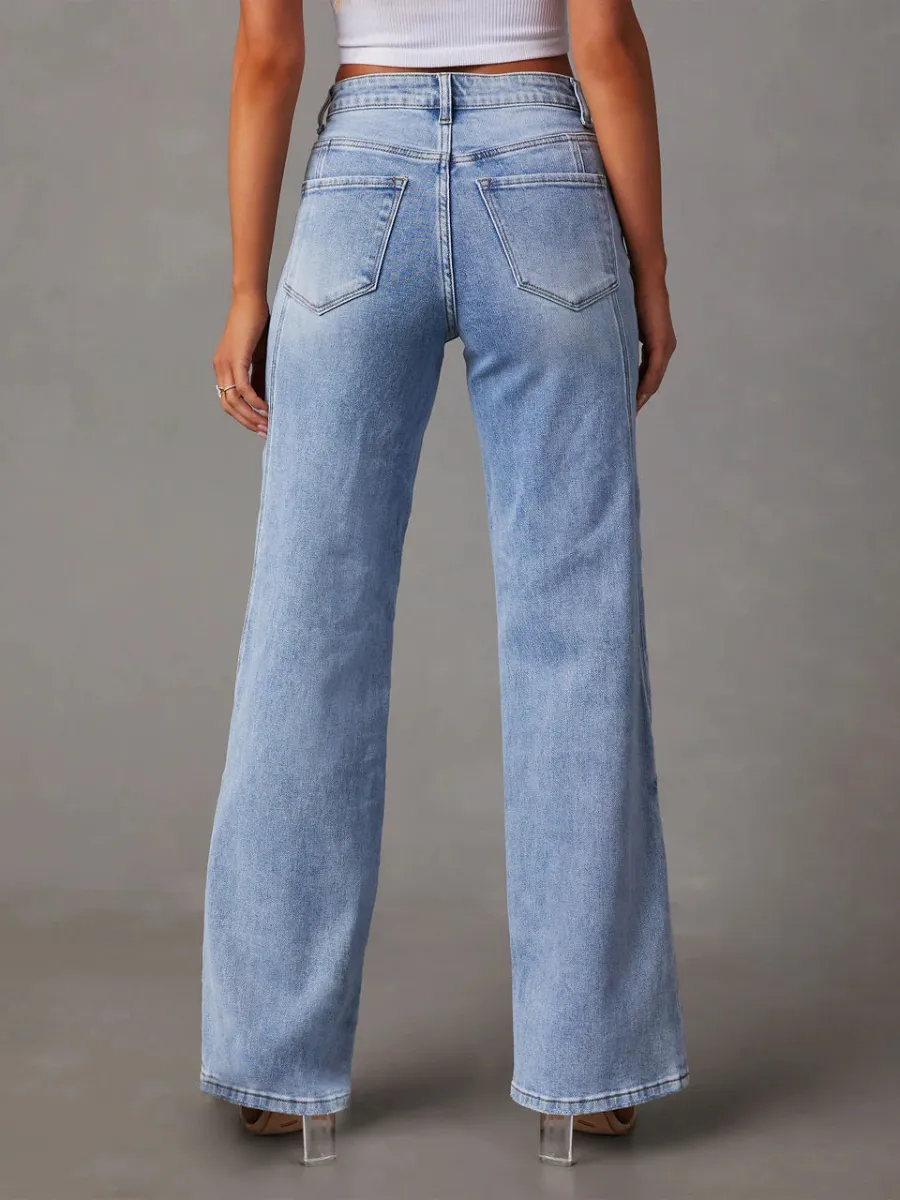 Ansel High Rise Straight Leg Jeans - Light Wash