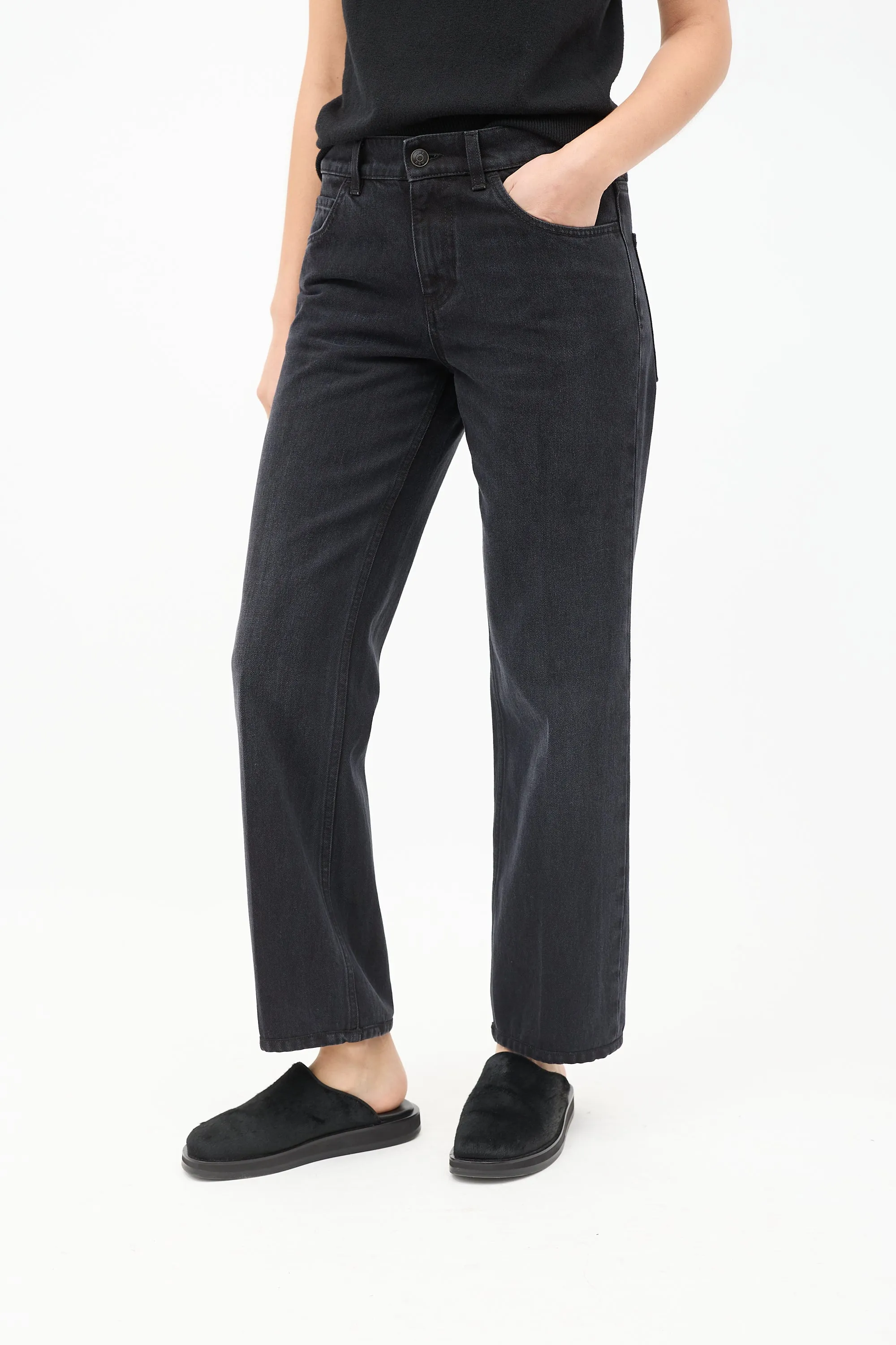 Black Carlyl Straight Leg Jeans