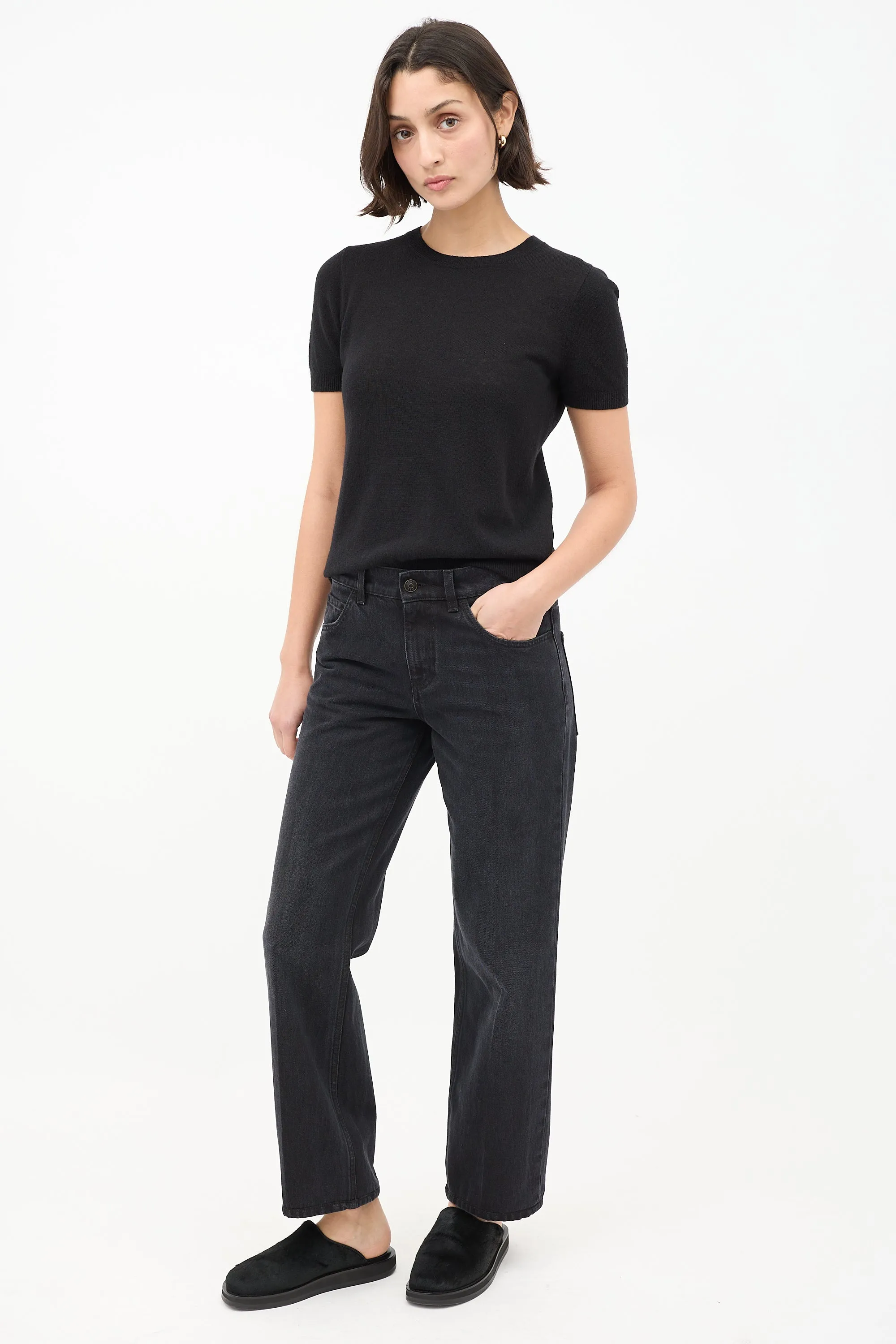 Black Carlyl Straight Leg Jeans