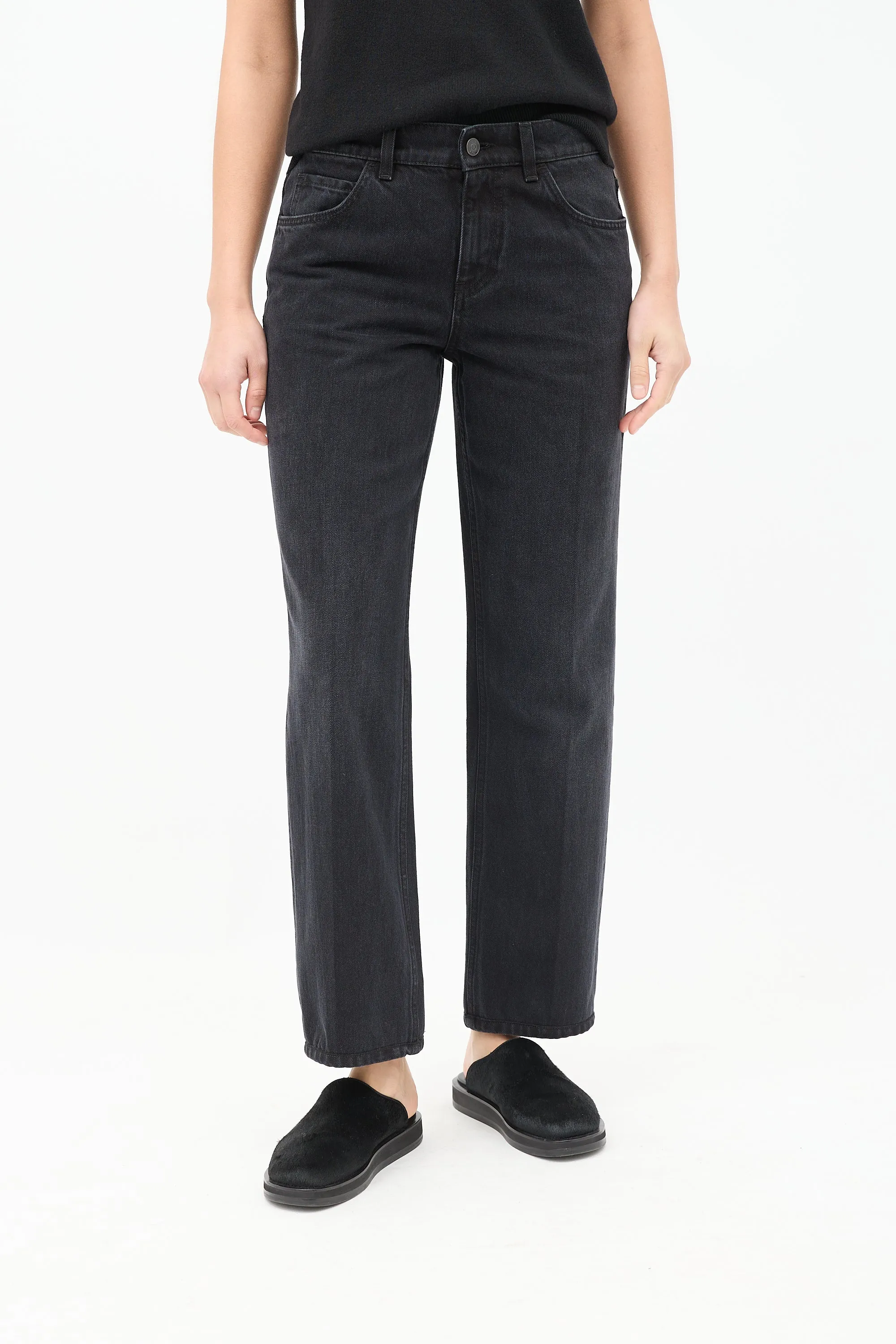 Black Carlyl Straight Leg Jeans