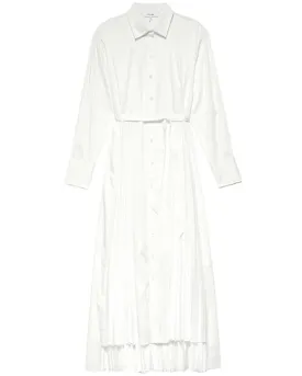 Blanc Pleated Maxi Shirt Dress