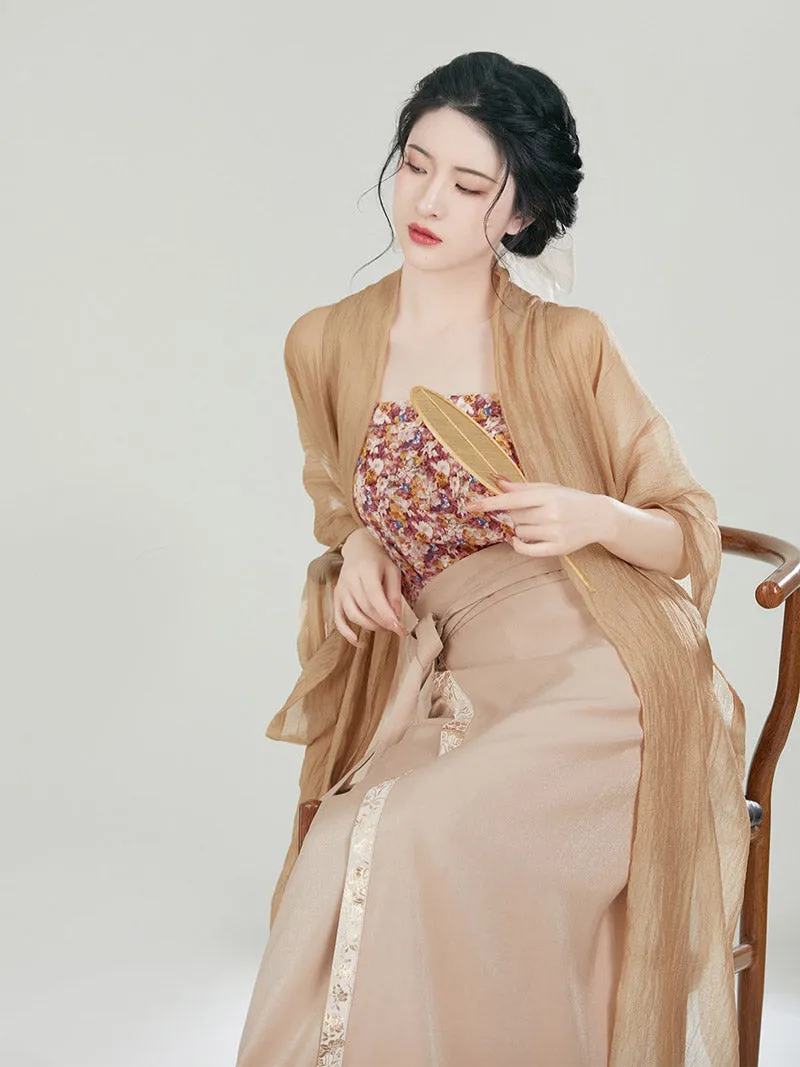 Bloom in a Dream - Khaki Chinese Style Skirt Set