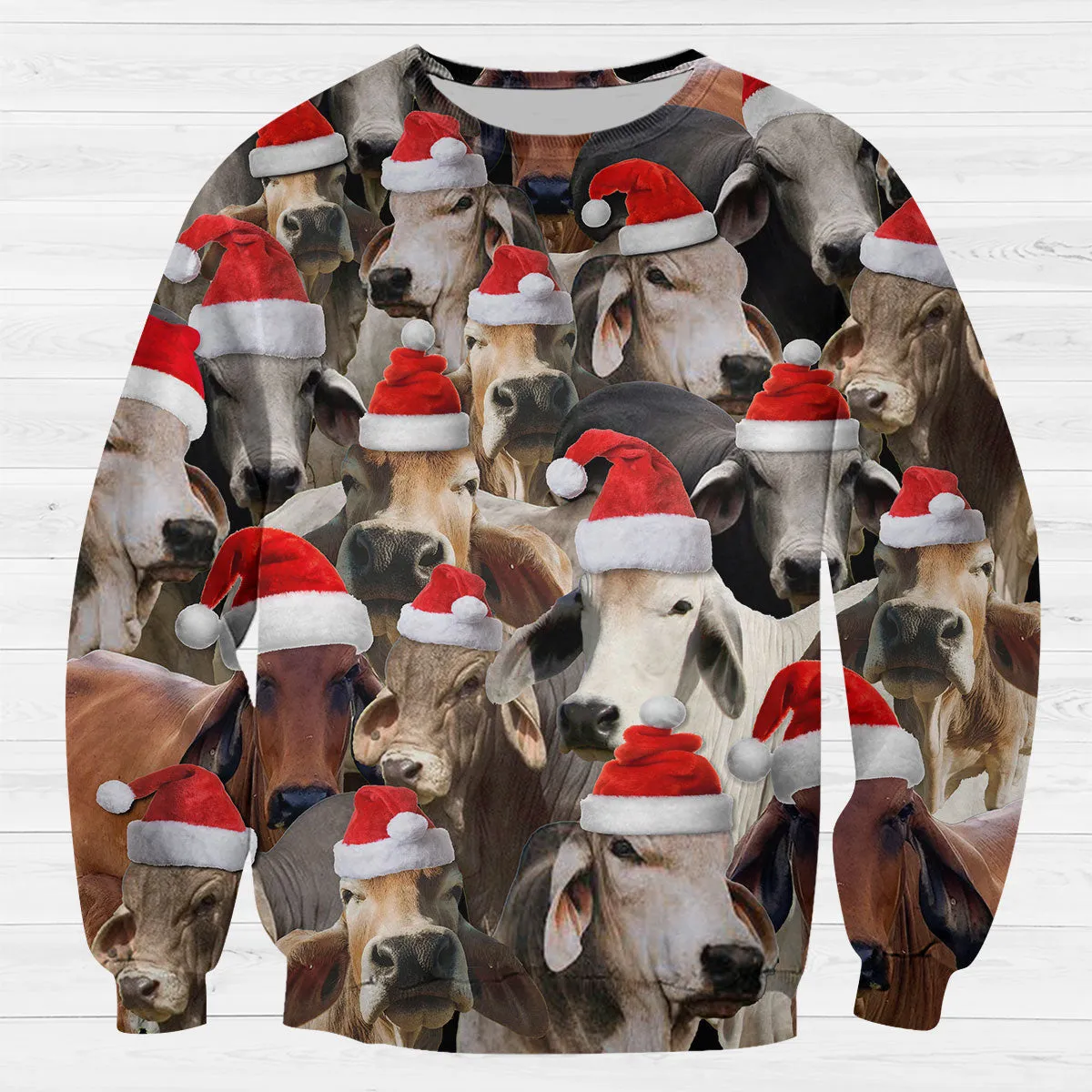 Brahman Merry Christmas 3D Crewneck Sweatshirt, Gift for Brahman Lovers