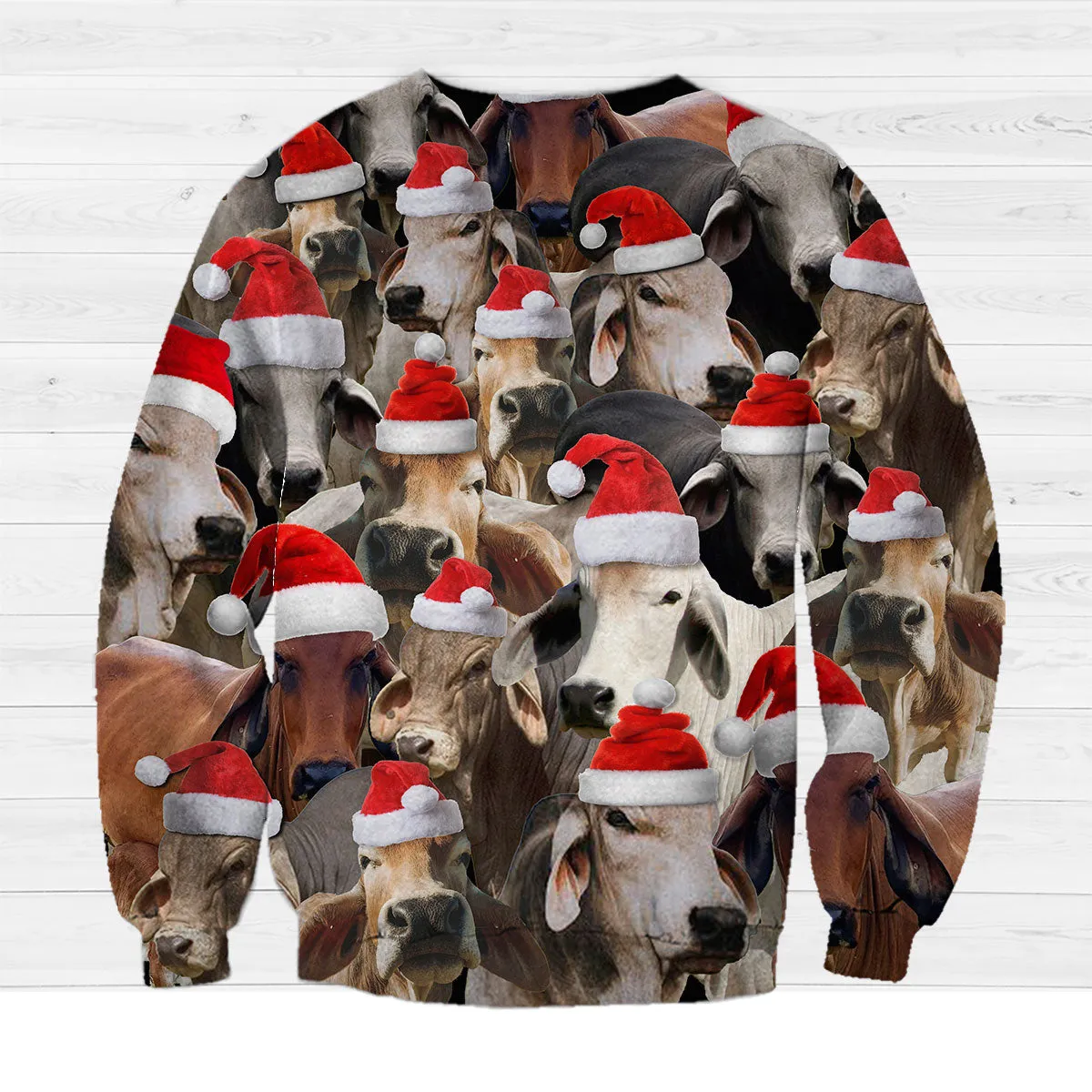 Brahman Merry Christmas 3D Crewneck Sweatshirt, Gift for Brahman Lovers