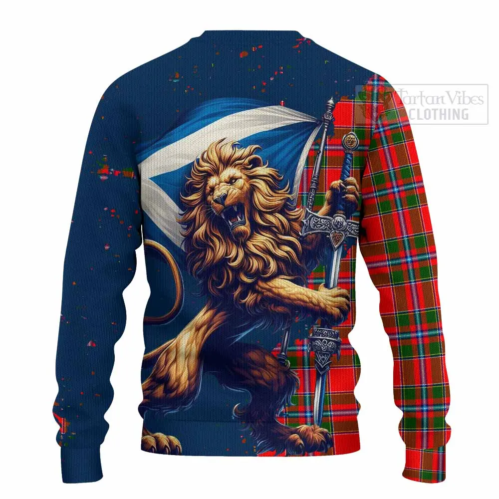 Butter Tartan Family Crest Knitted Sweater with Scottish Majestic Lion