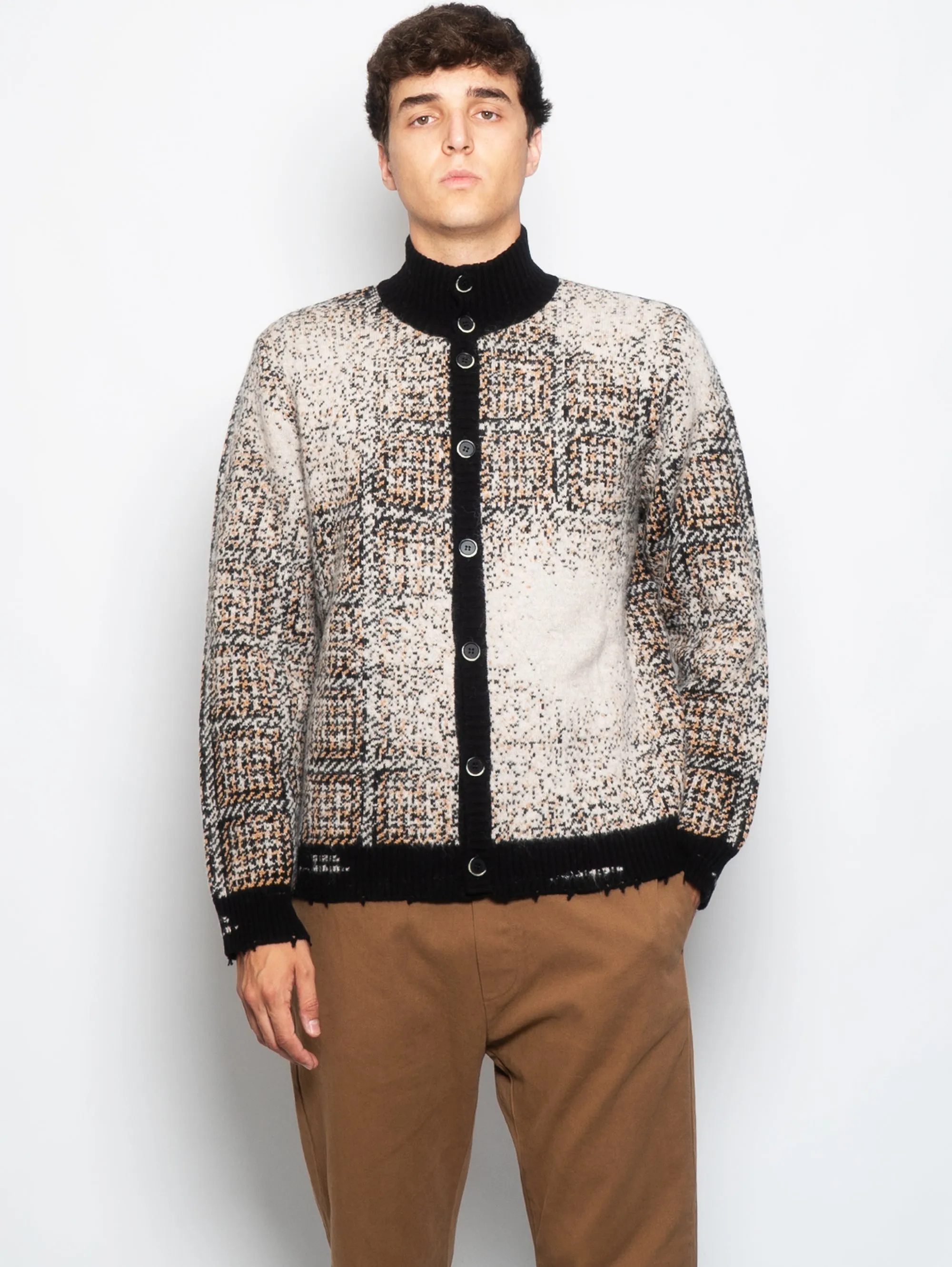 Cardigan Jacquard Beige/nero