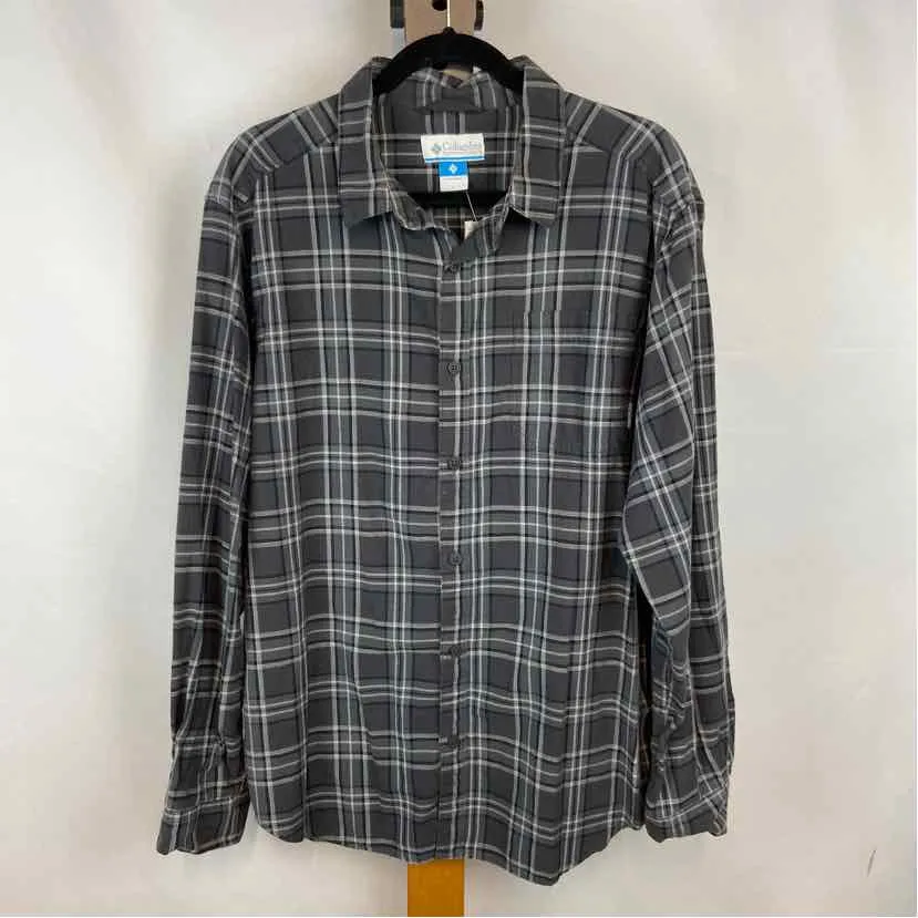 Columbia Men's Size L Gray Plaid Long Sleeve Shirt