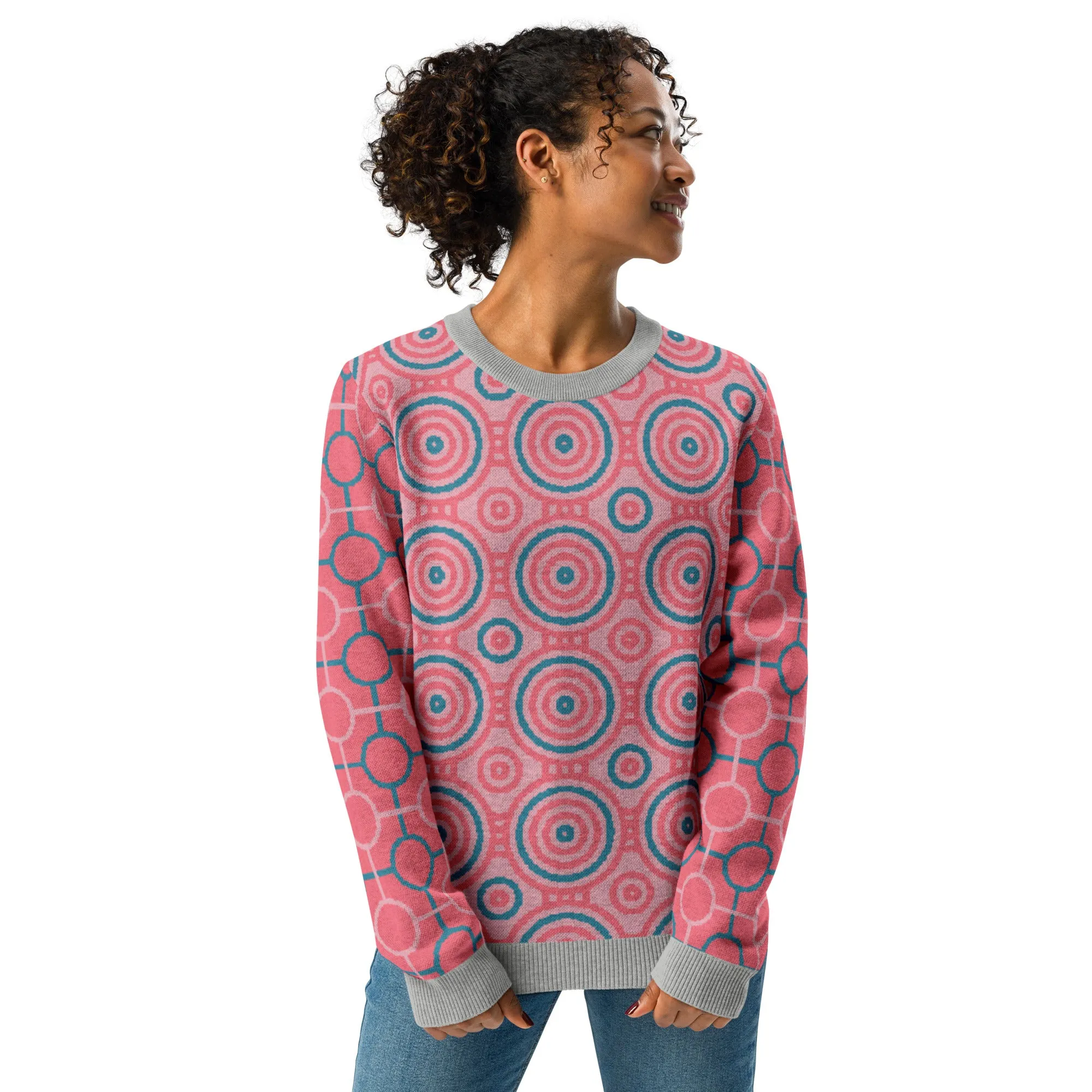 Cotton Candy Calypso Swirl Knitted Crewneck Sweater