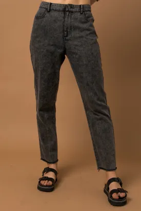 Distressed Hem Charcoal Jeans