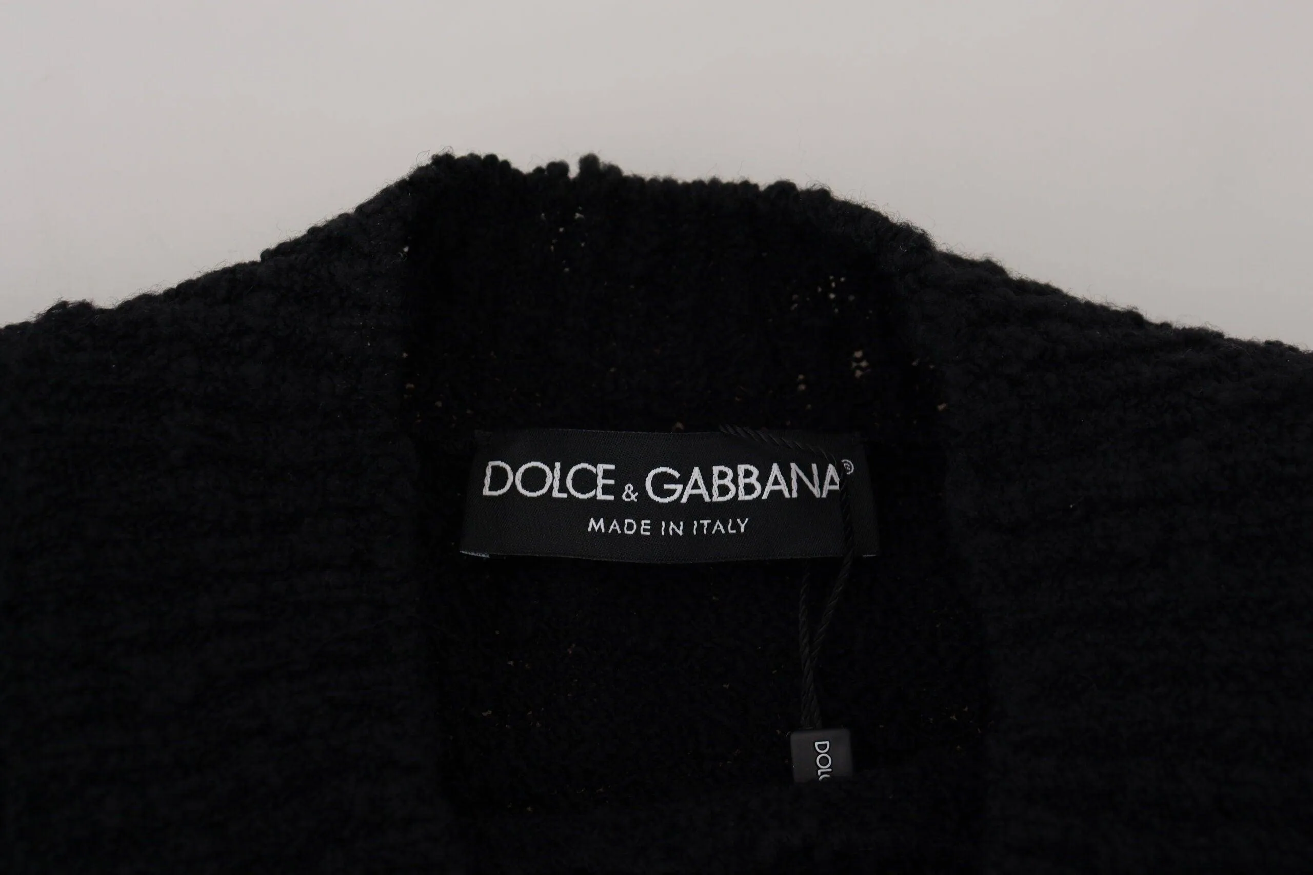 Dolce & Gabbana Black Wool Knit Crewneck Pullover Sweater