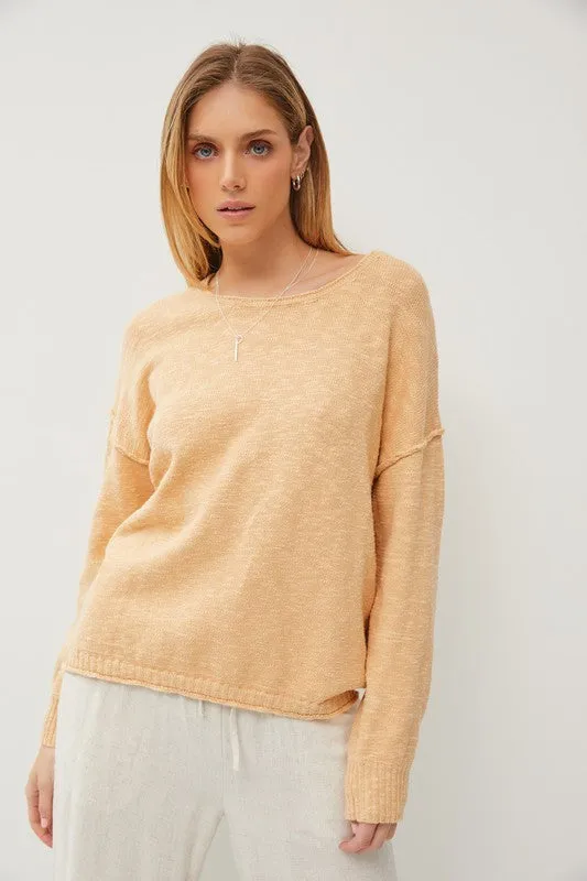 DROP SHOULDER PULLOVER SWEATER (BUTTERMILK)