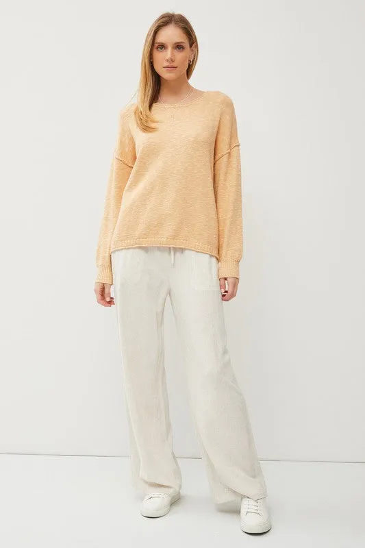 DROP SHOULDER PULLOVER SWEATER (BUTTERMILK)