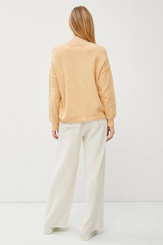 DROP SHOULDER PULLOVER SWEATER (BUTTERMILK)