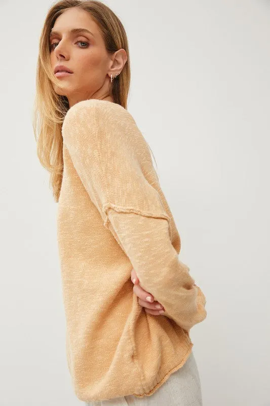 DROP SHOULDER PULLOVER SWEATER (BUTTERMILK)