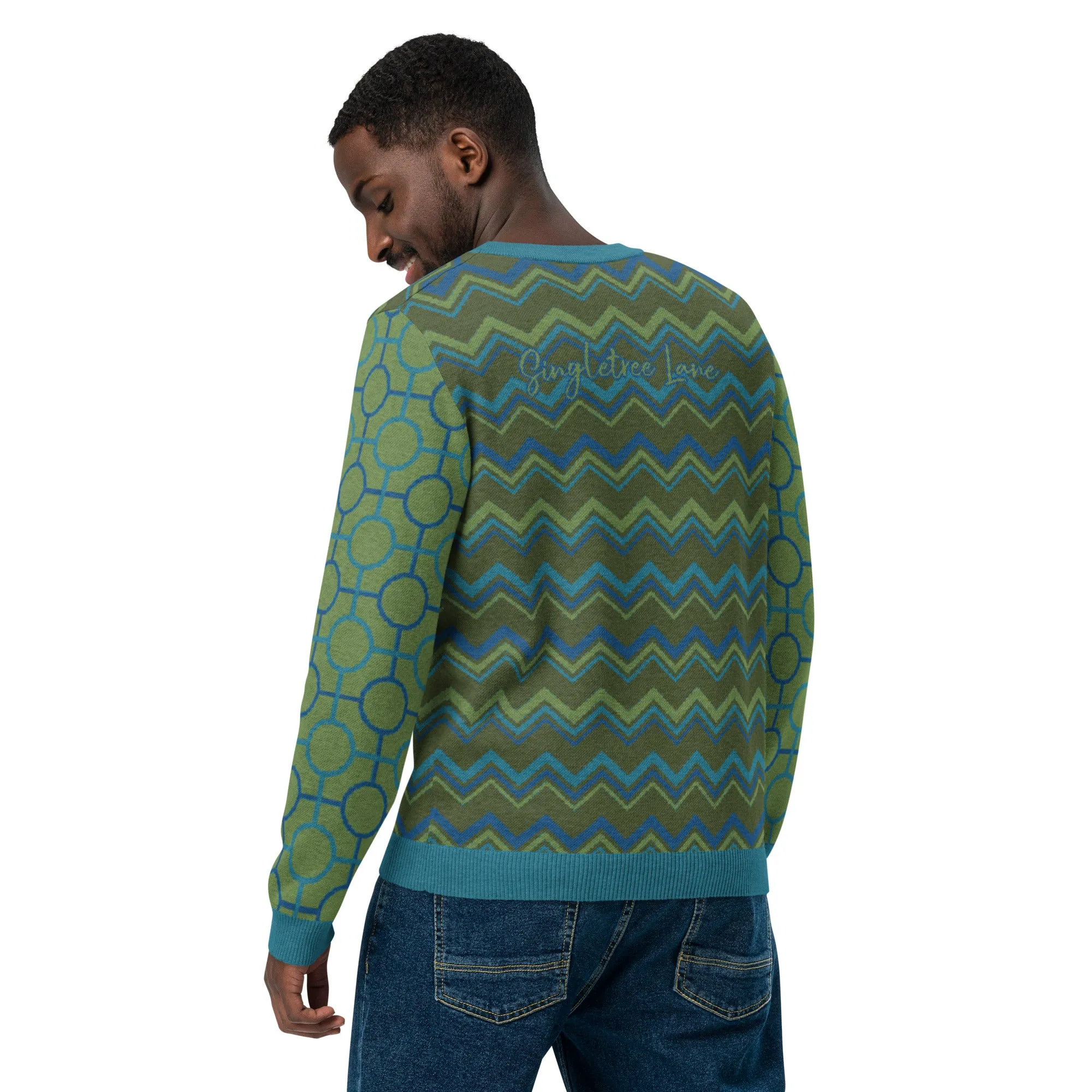 Earthen Mystery Chevron Pattern Knitted Crewneck Sweater