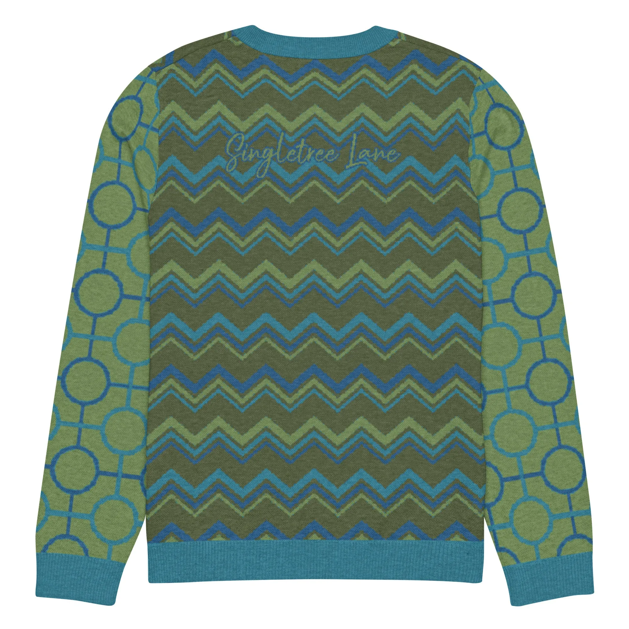 Earthen Mystery Chevron Pattern Knitted Crewneck Sweater