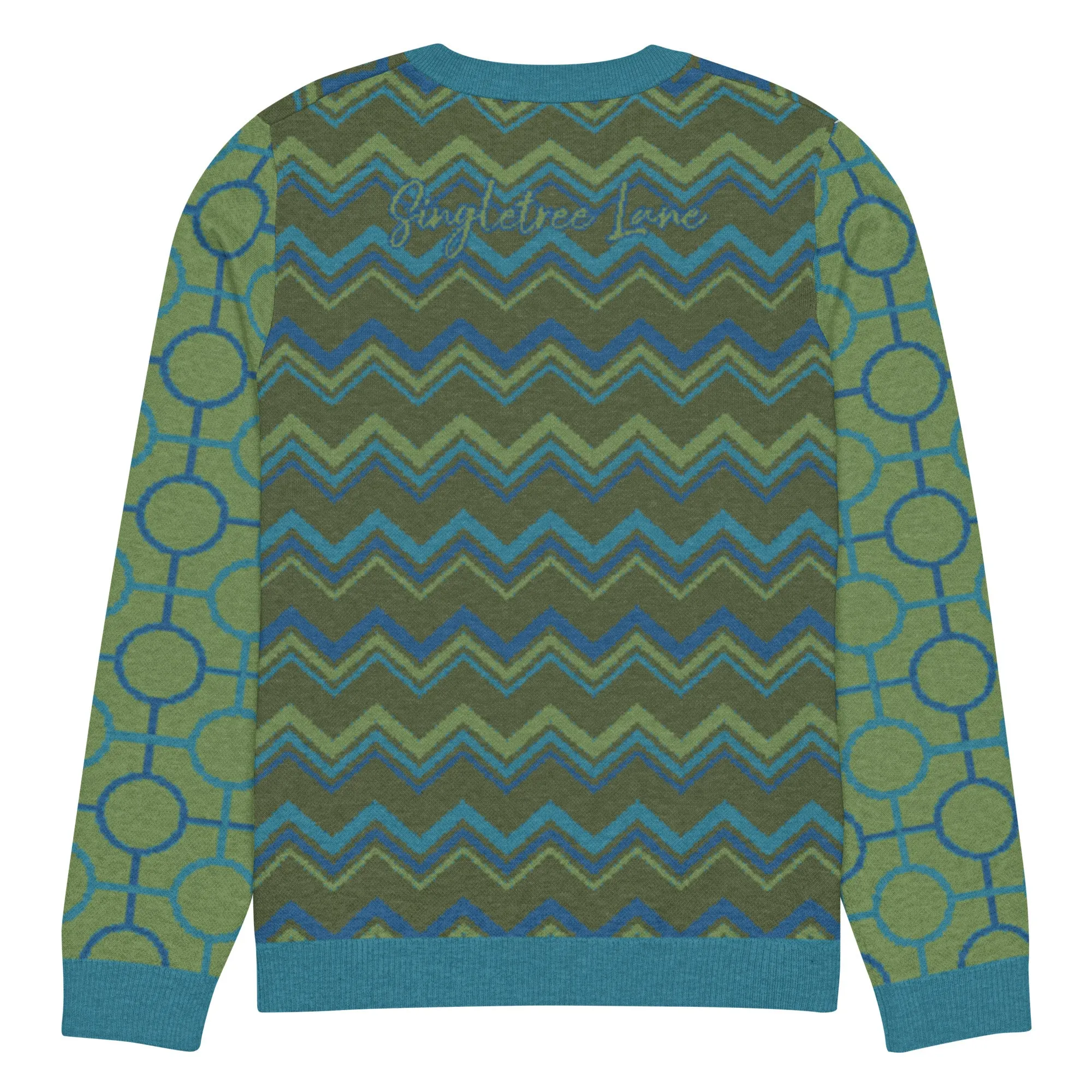 Earthen Mystery Chevron Pattern Knitted Crewneck Sweater