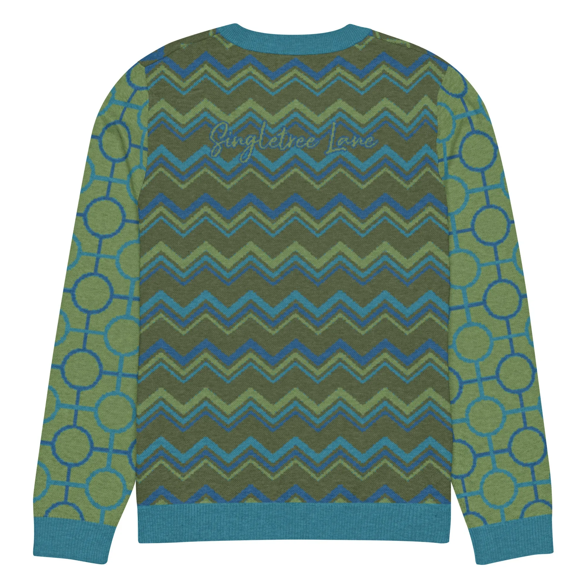 Earthen Mystery Chevron Pattern Knitted Crewneck Sweater