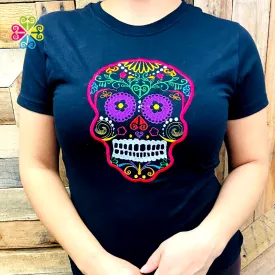 Embroider Women Tee- Sugar Skull