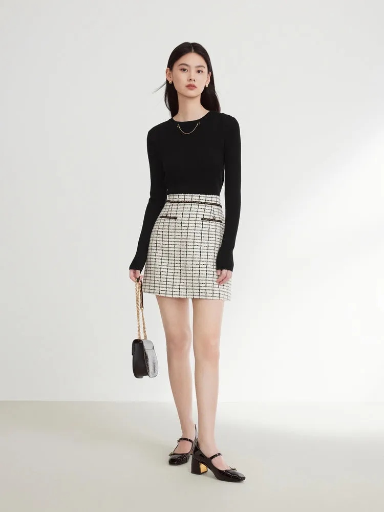 EP YAYING Slim Fit Round Neck Knit Sweater