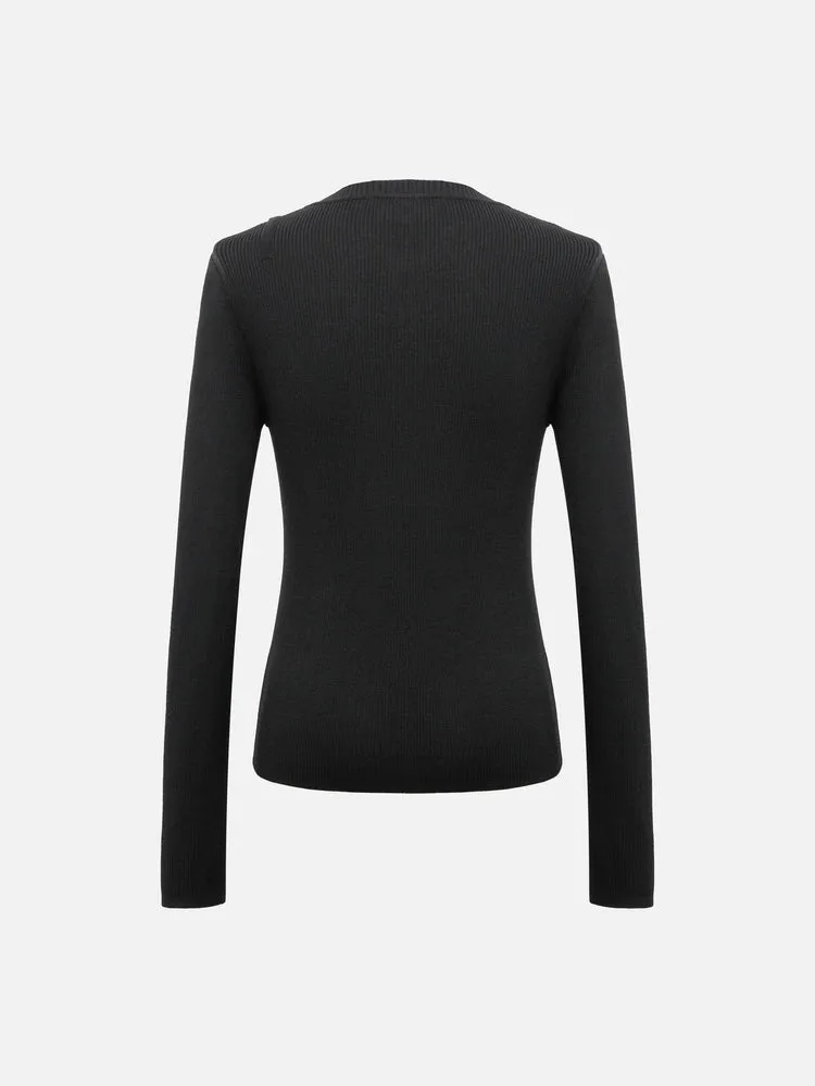 EP YAYING Slim Fit Round Neck Knit Sweater