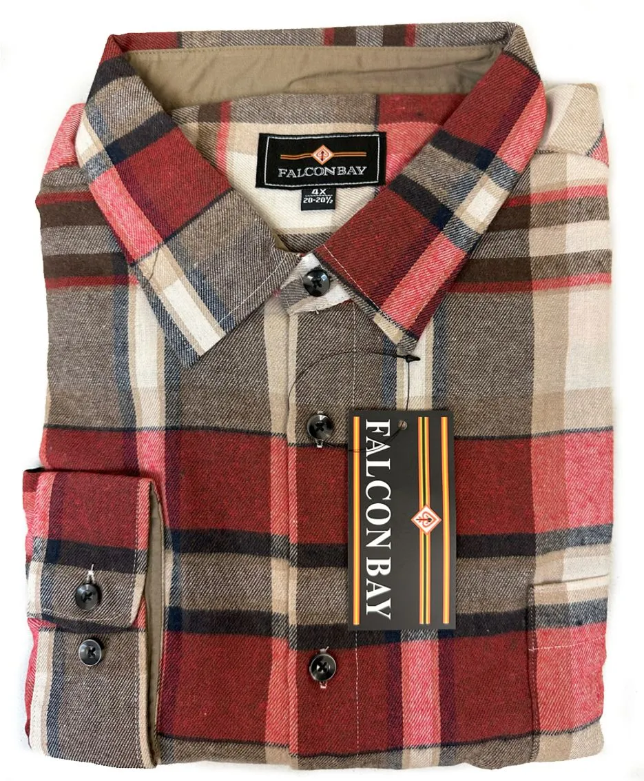 Falcon Bay Long Sleeve Heavy Plaid Flannel Shirt