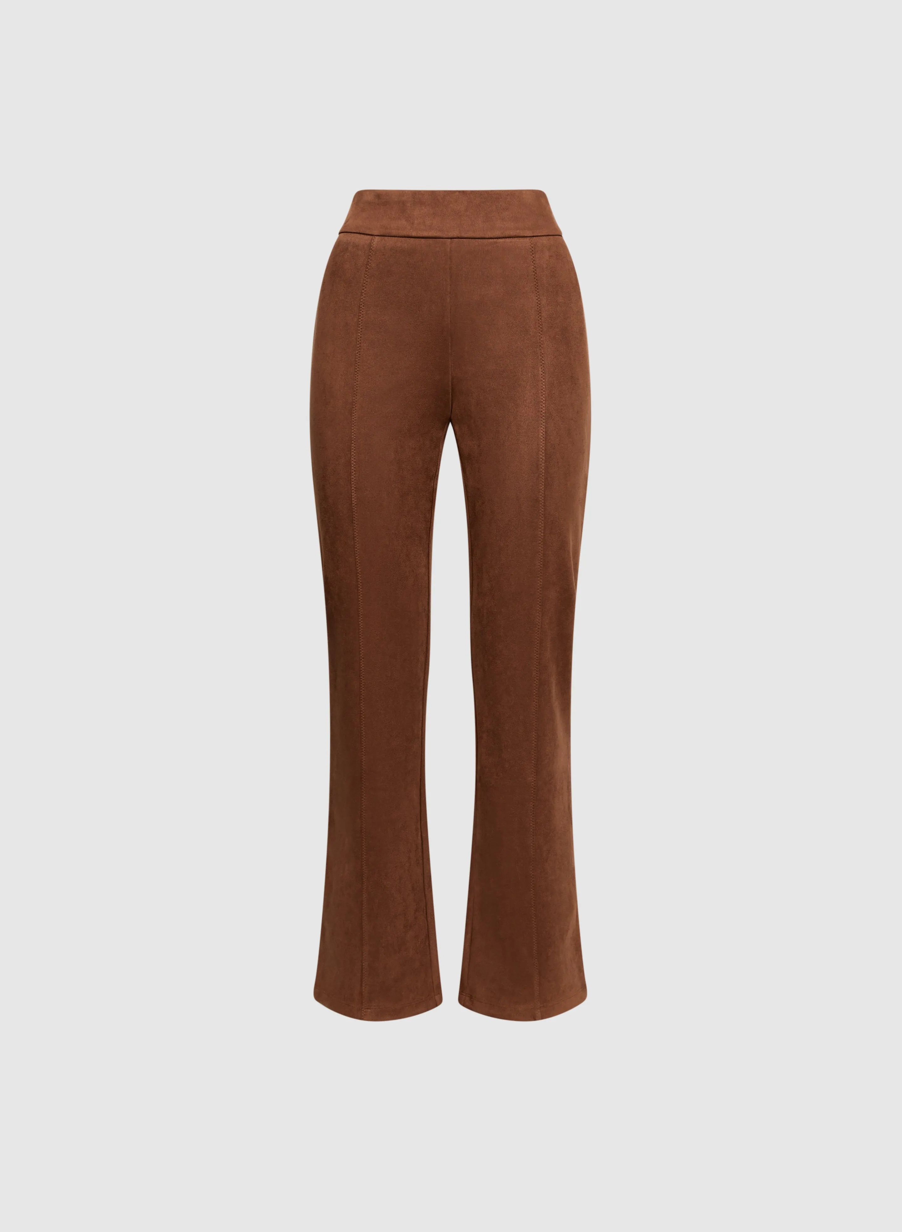 Faux Suede Straight-Leg Pants