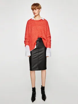 Fax Leather Skirt