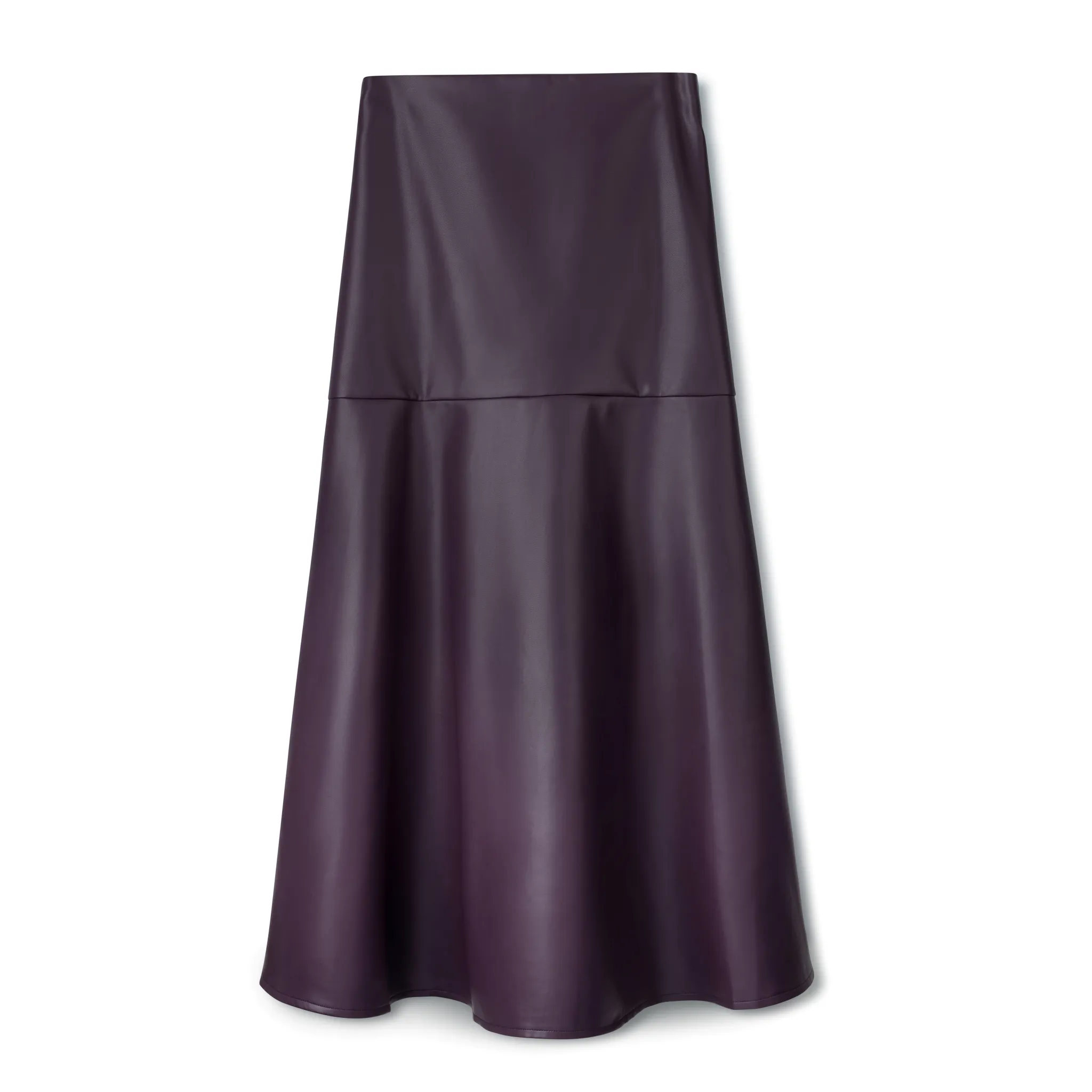 Fit and Flair Leather Skirt IN: Eggplant