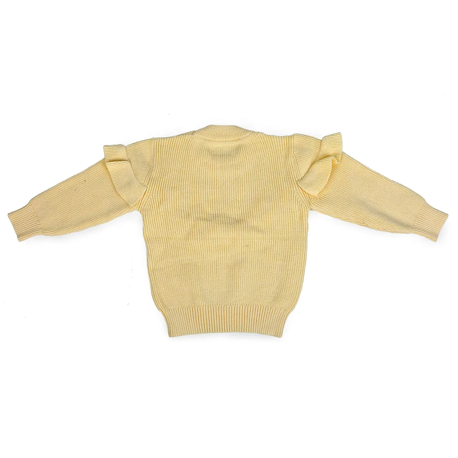 Flowers And Frills Premium Full Sleeves Knitted Sweater - Yellow