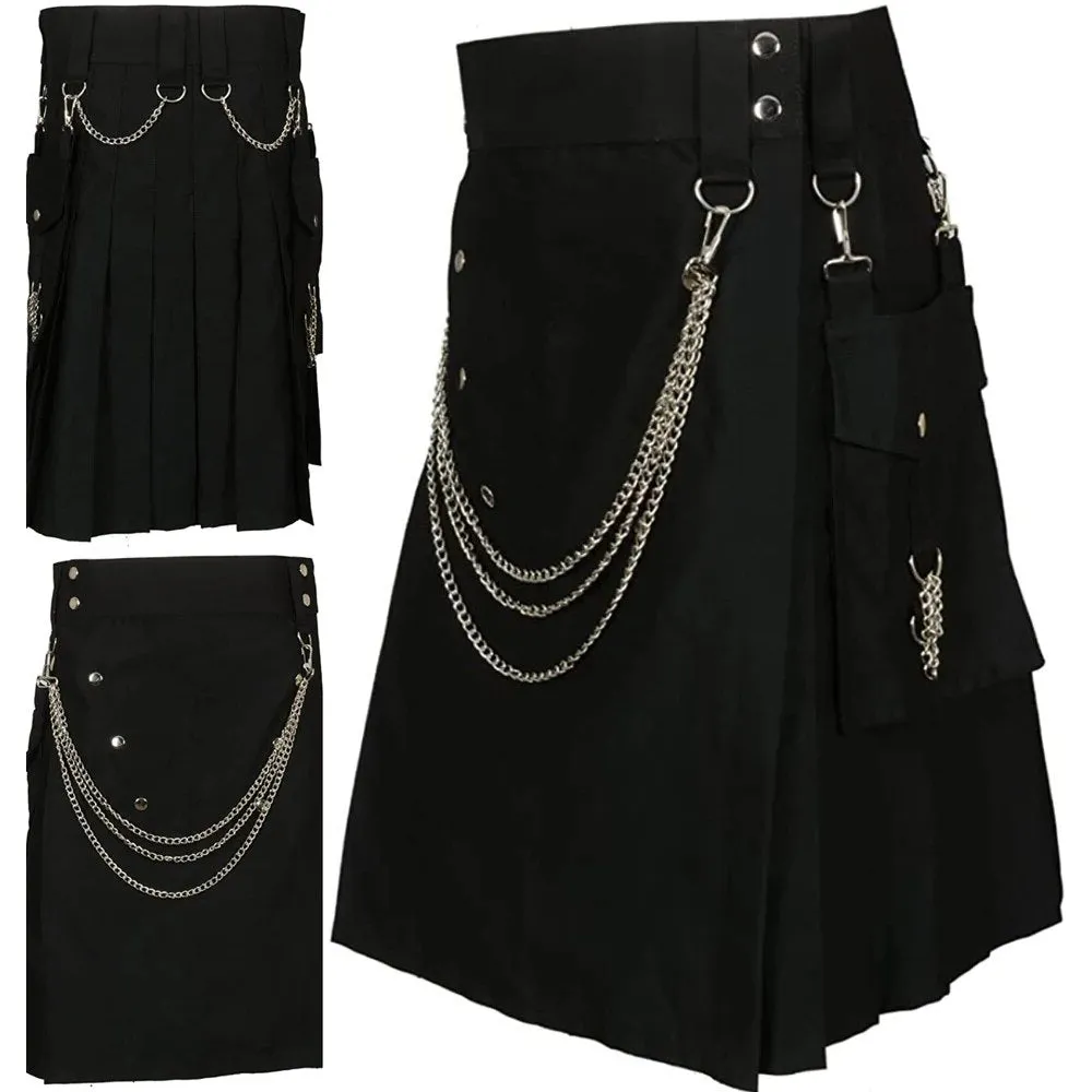 Funki Buys | Skirts | Men's Gothic Kendo Pocket Chain Link Kilts