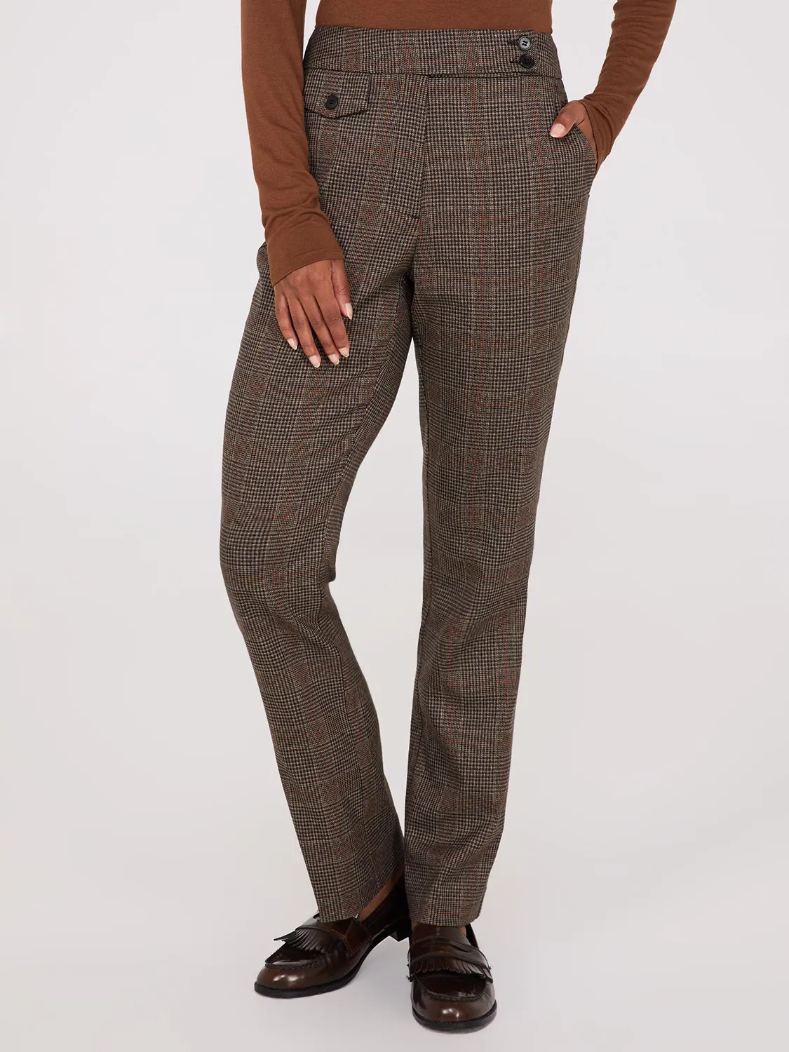 Glen Plaid Straight Leg Pants