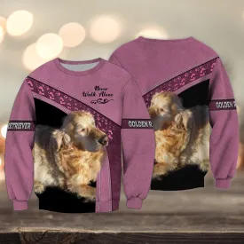 Golden Retriever Multicolor Love Never Walk Alone 3D Full Print Sweatshirt