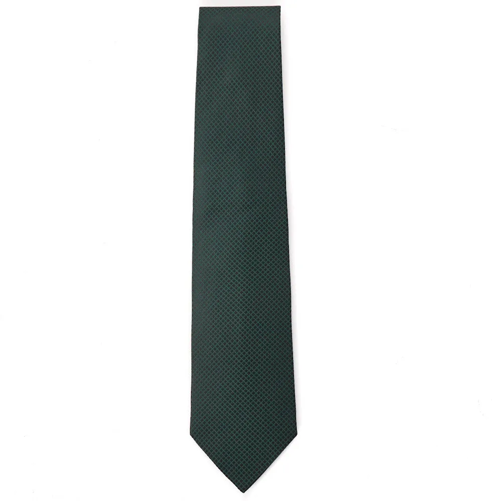 Isaia Emerald Green Mini Check Silk Tie