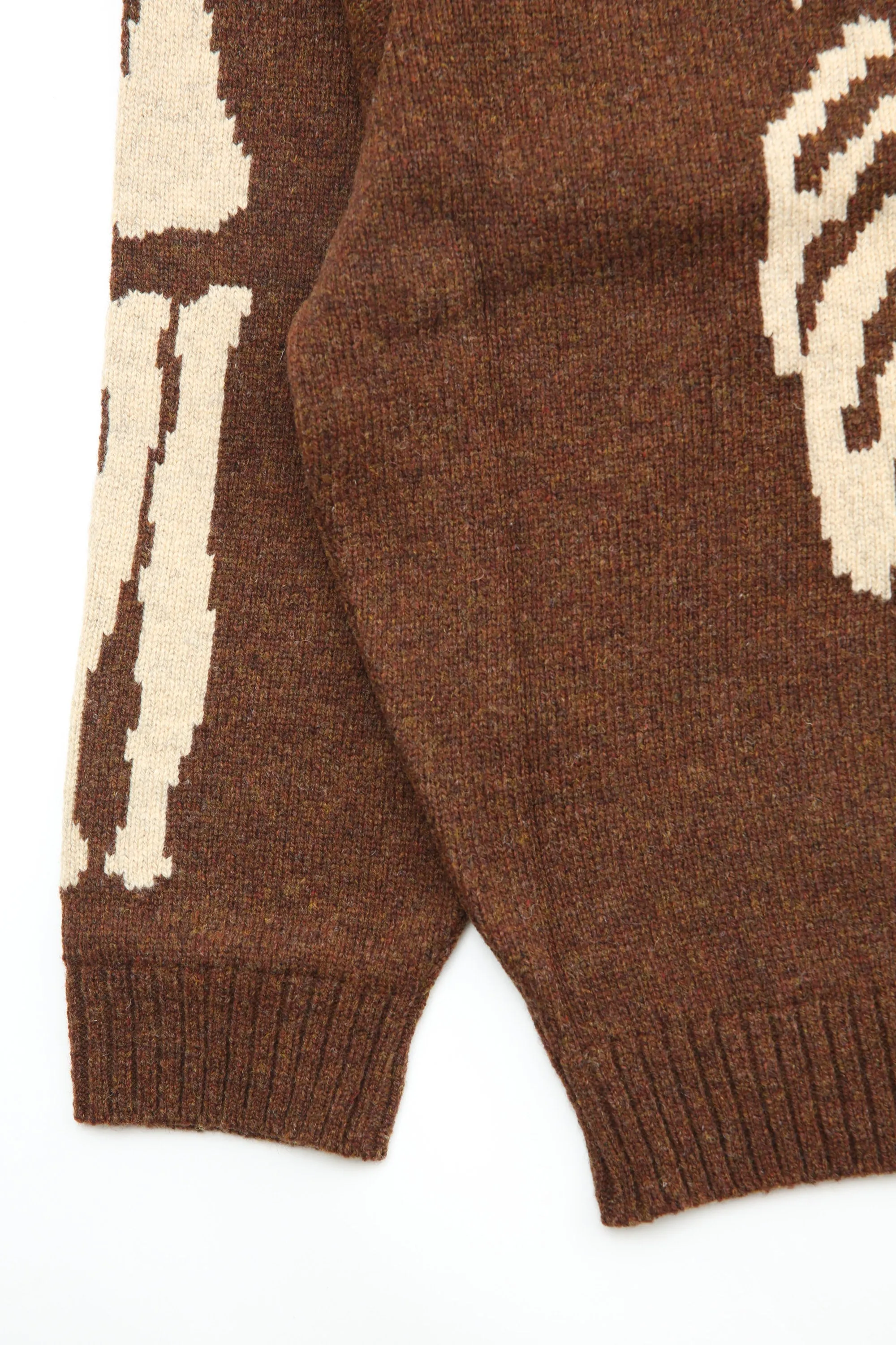 Kapital 5G Wool Knit BONE Crew Sweater - Brown