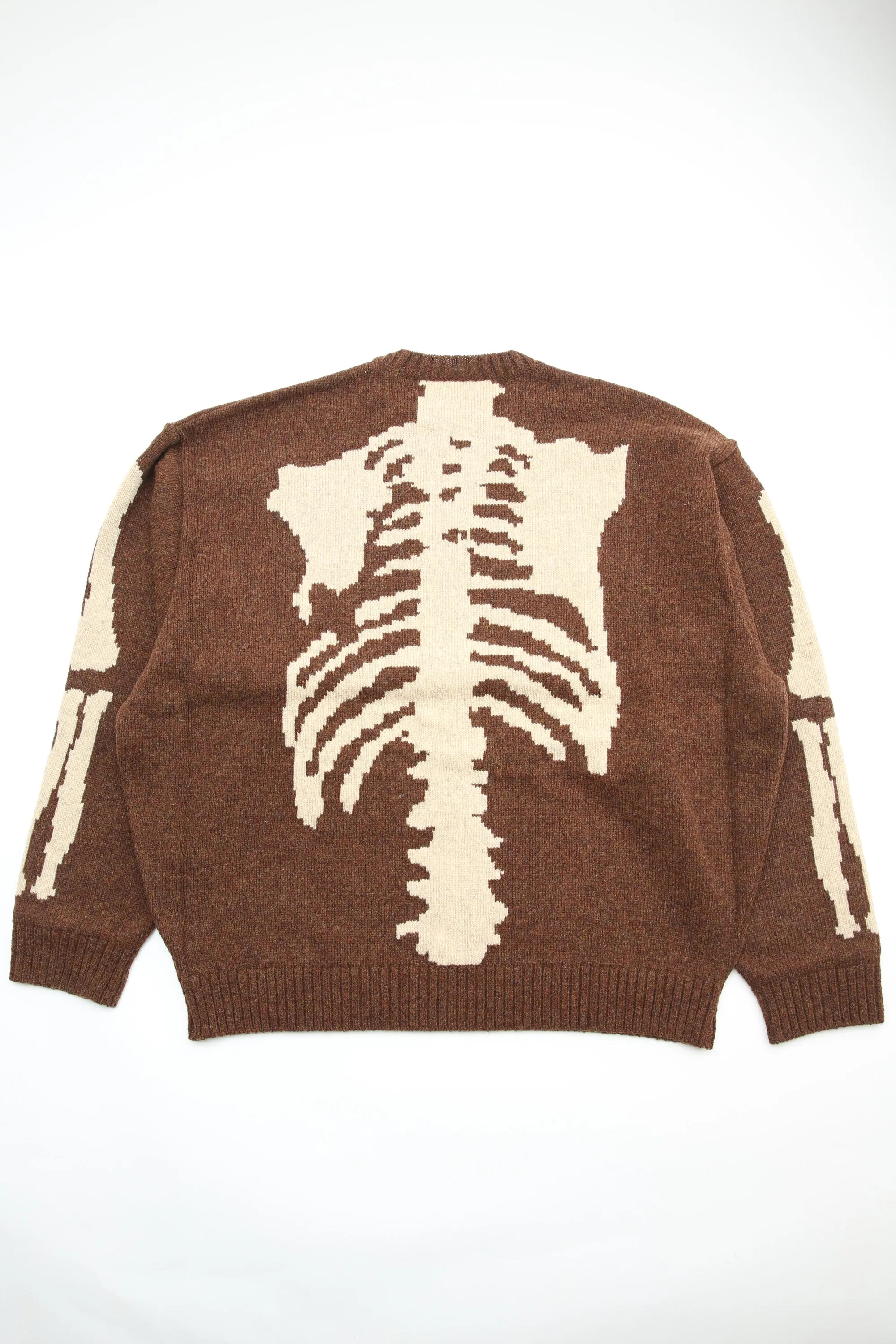 Kapital 5G Wool Knit BONE Crew Sweater - Brown