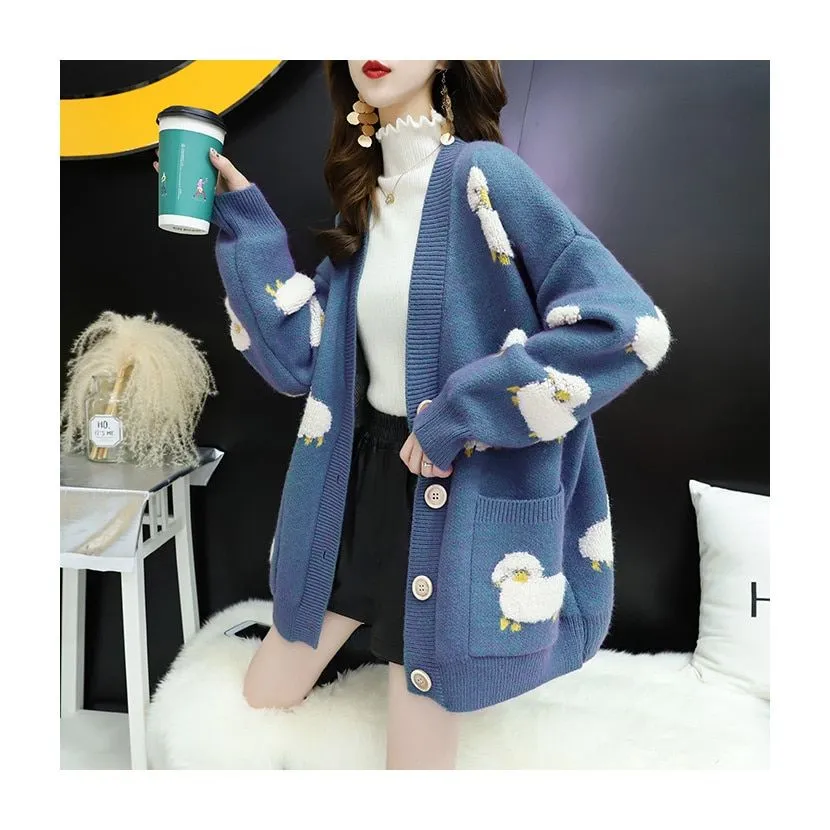 Kawaii Knitwear Sheep Cardigan Sweater - Baaa-dorable and Cozy! 🐑👚