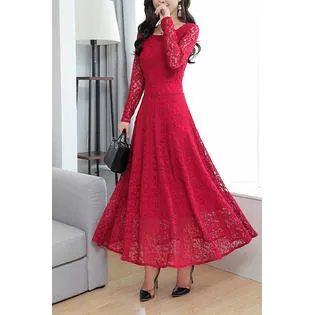 Ketty More Women Long Sleeve Slim Fit A-Line Dress-KMWDC1369