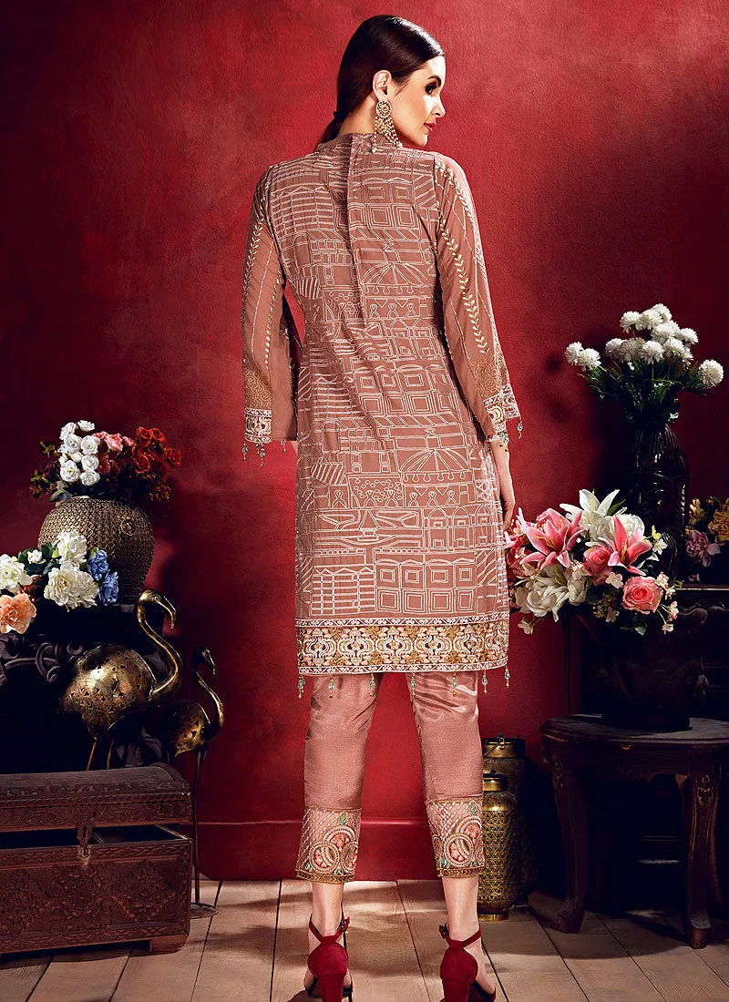 Light Pink Embroidered Pakistani Pants Suit