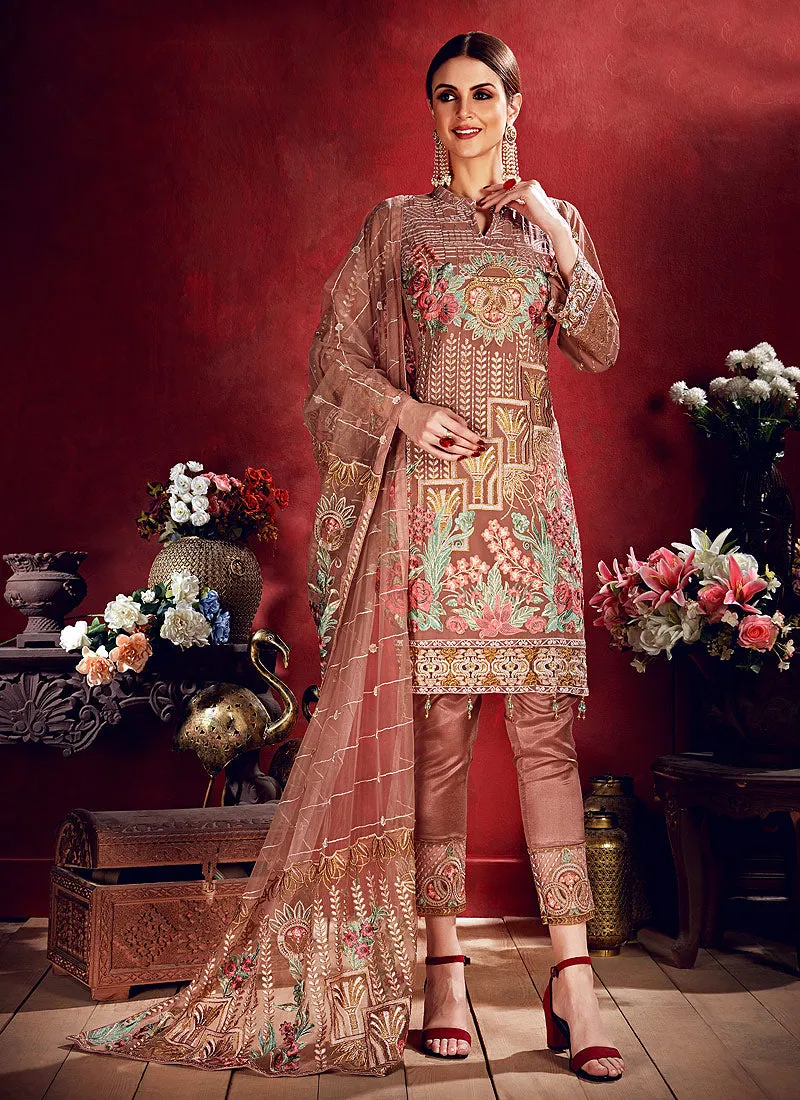 Light Pink Embroidered Pakistani Pants Suit