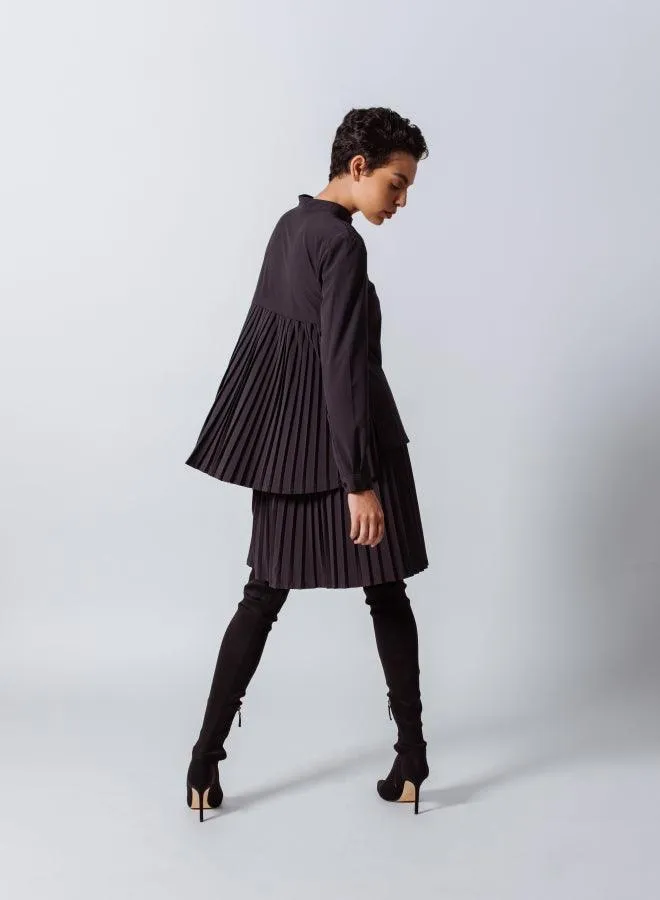 Luxe Black Pleated Skirt