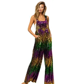 Mardi Gras Sequin Overalls with Adjustable Shoulder Strap (Each)