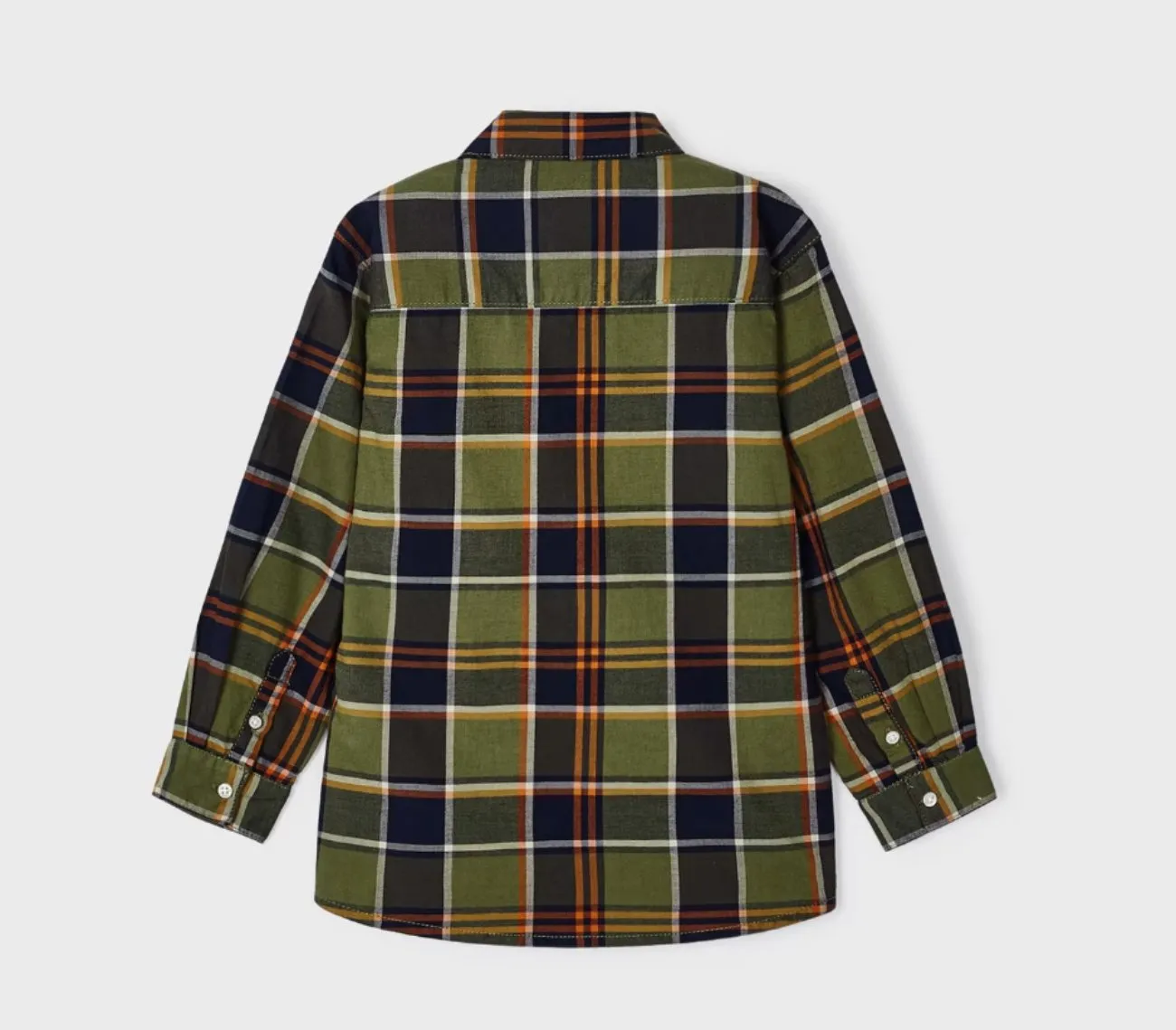 Mayoral Boys Ecofriends Green Plaid L/S Button Up Shirt