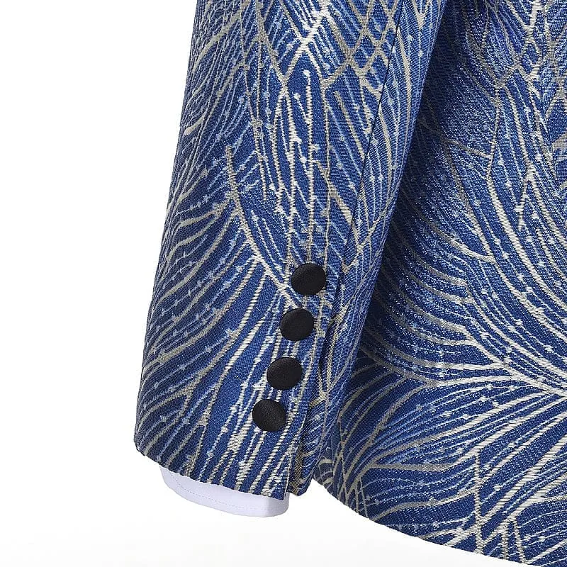 Men's Formal Floral Shawl Lapel Patterned Blazer Dress Suit (Blazer Pants)