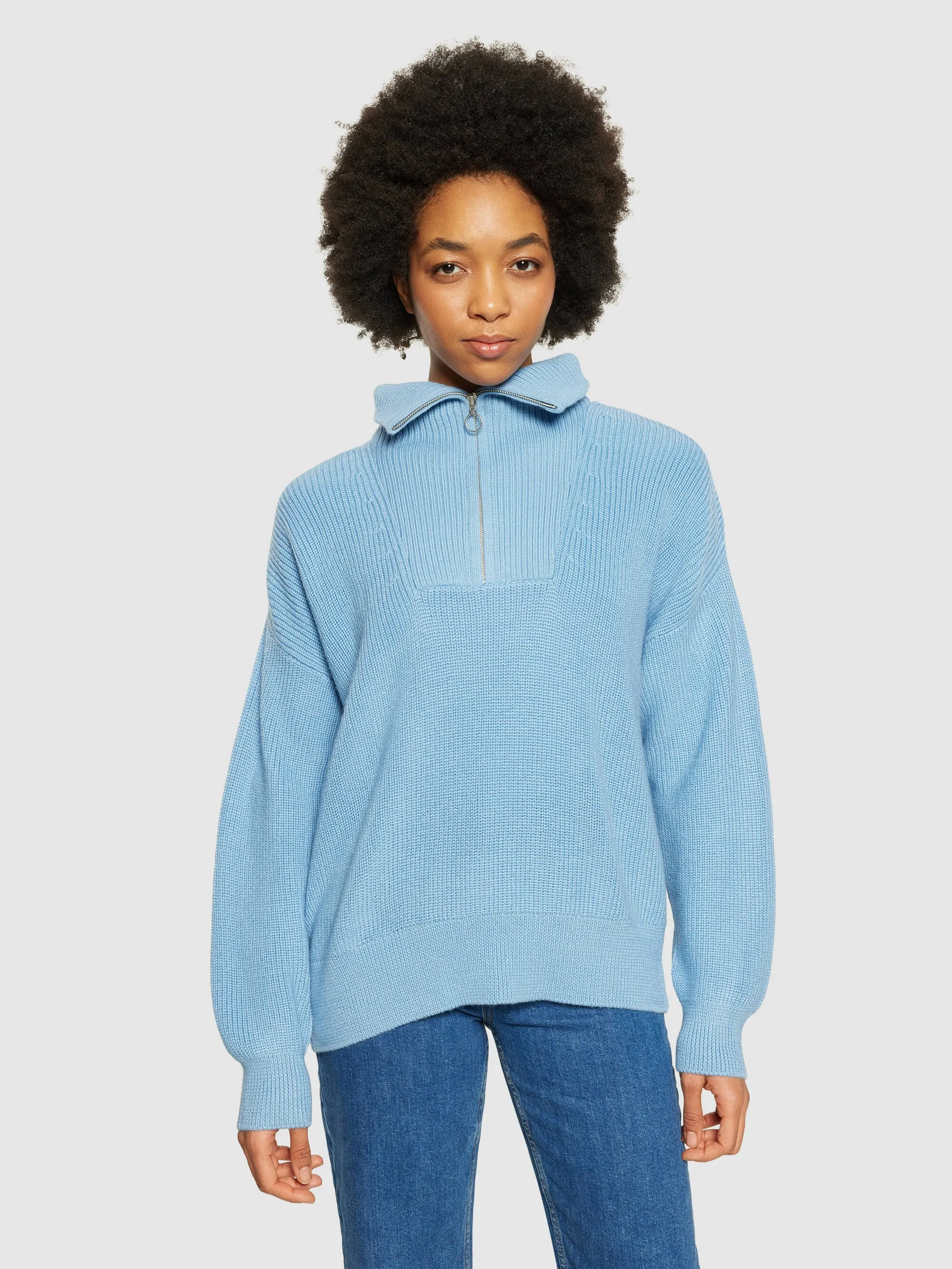 Merino half zip high neck - Glacier Lake