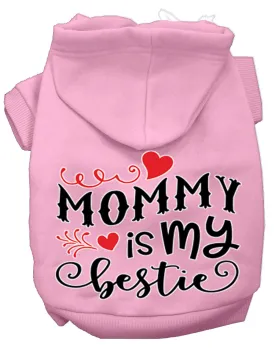 Mommy Is My Bestie Screen Print Dog Hoodie Light Pink Xs